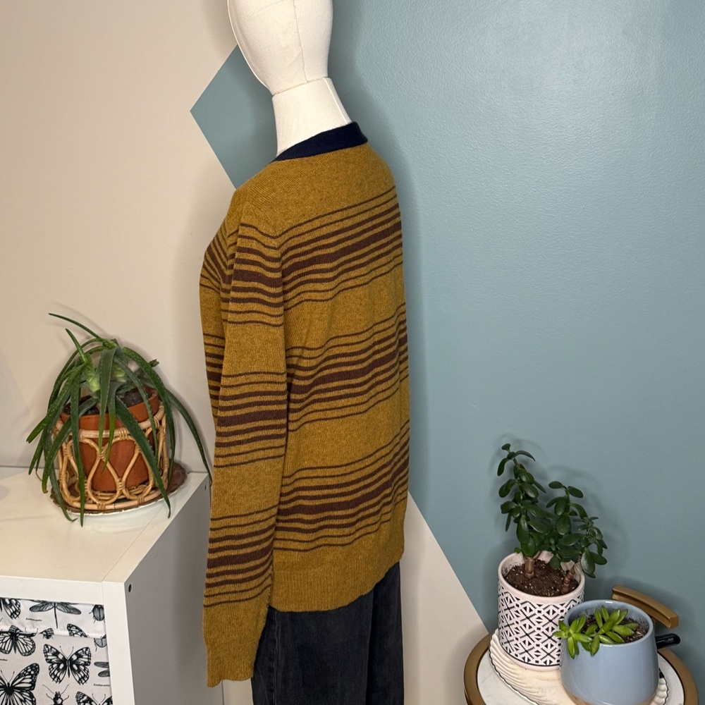 Wendi Reed 100% Lambswool Striped Cardigan Boutique Designer Knit Sweater M - Picture 3 of 11